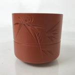 Japanese Tokoname Ware Ceramic Teacup Vtg Pottery Yunomi Brown Bamboo TC539