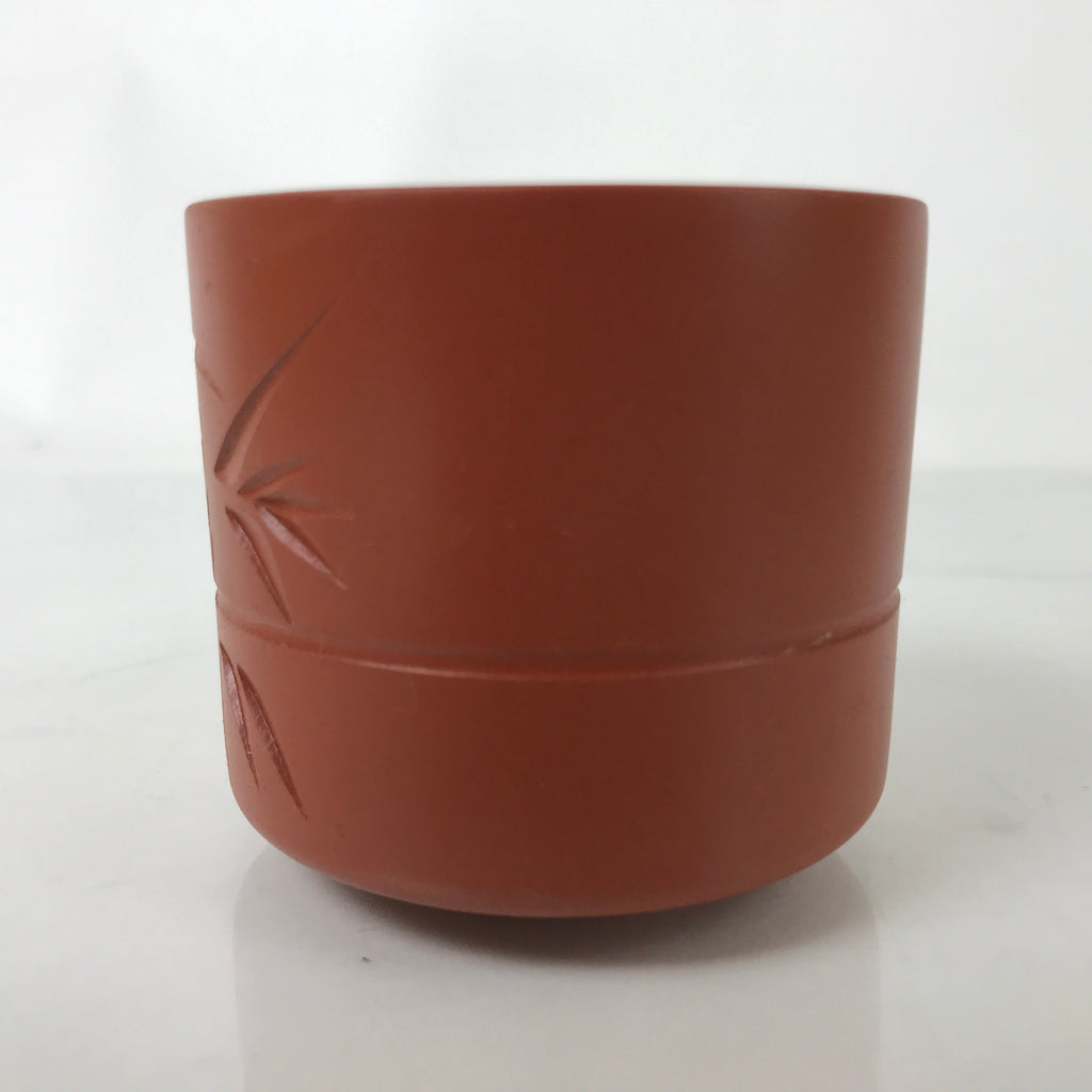 Japanese Tokoname Ware Ceramic Teacup Vtg Pottery Yunomi Brown Bamboo TC540
