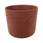 Japanese Tokoname Ware Ceramic Teacup Vtg Pottery Yunomi Brown Bamboo TC540