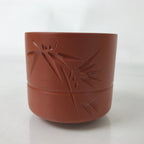 Japanese Tokoname Ware Ceramic Teacup Vtg Pottery Yunomi Brown Bamboo TC541