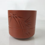Japanese Tokoname Ware Ceramic Teacup Vtg Pottery Yunomi Brown Bamboo TC541
