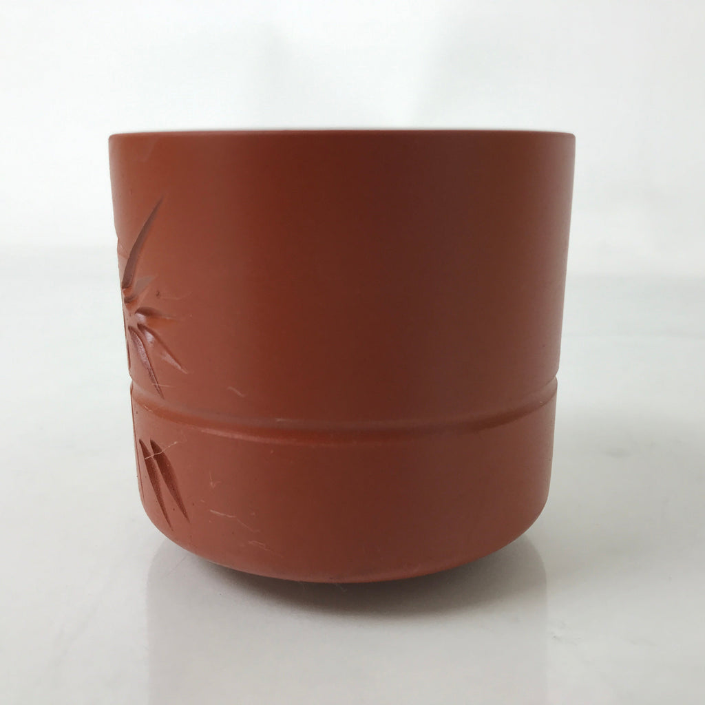 Japanese Tokoname Ware Ceramic Teacup Vtg Pottery Yunomi Brown Bamboo TC541