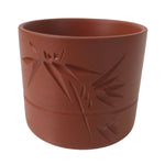 Japanese Tokoname Ware Ceramic Teacup Vtg Pottery Yunomi Brown Bamboo TC541