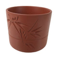 Japanese Tokoname Ware Ceramic Teacup Vtg Pottery Yunomi Brown Bamboo TC542