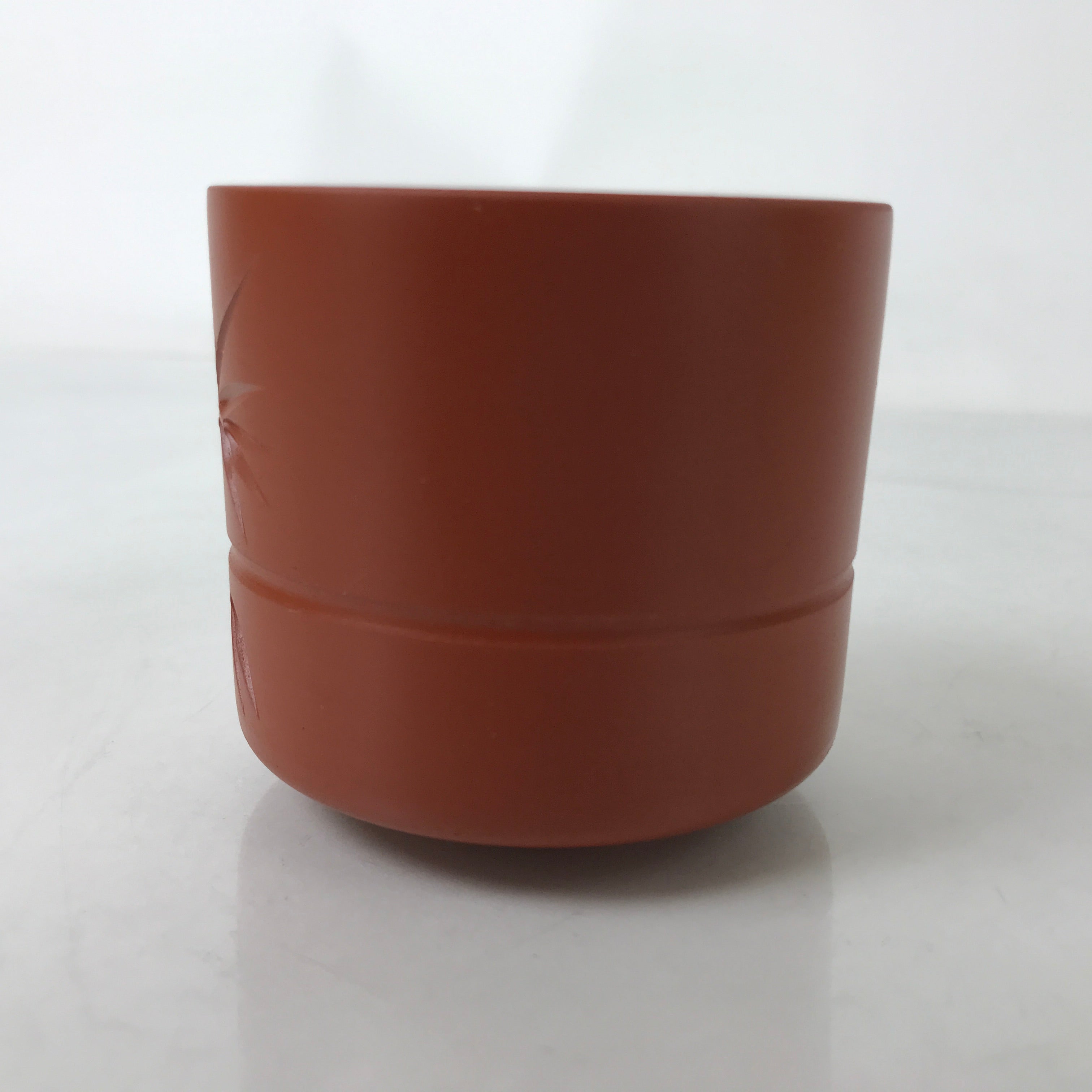 Japanese Tokoname Ware Ceramic Teacup Vtg Pottery Yunomi Brown Bamboo TC544