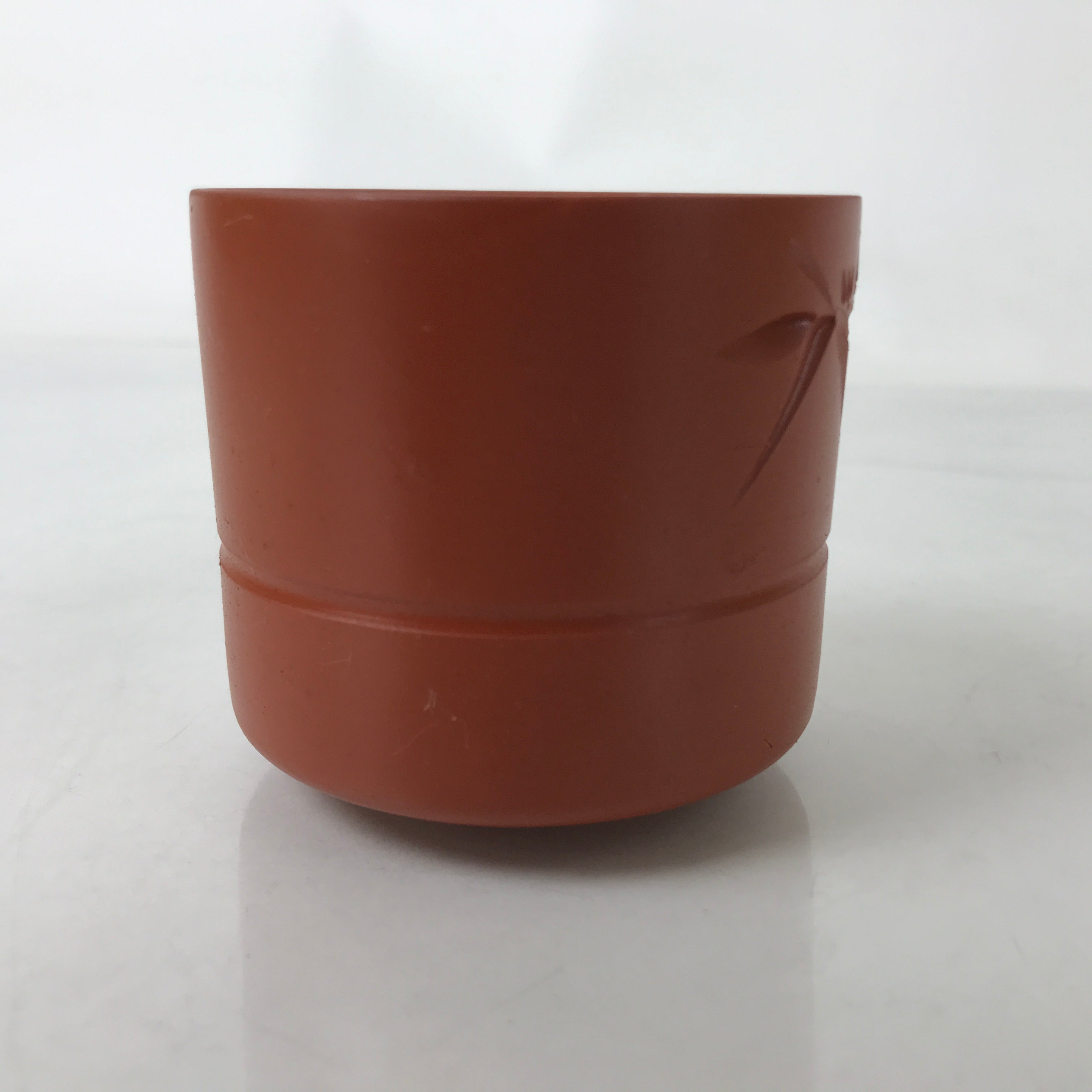 Japanese Tokoname Ware Ceramic Teacup Vtg Pottery Yunomi Brown Bamboo TC544