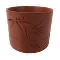 Japanese Tokoname Ware Ceramic Teacup Vtg Pottery Yunomi Brown Bamboo TC544