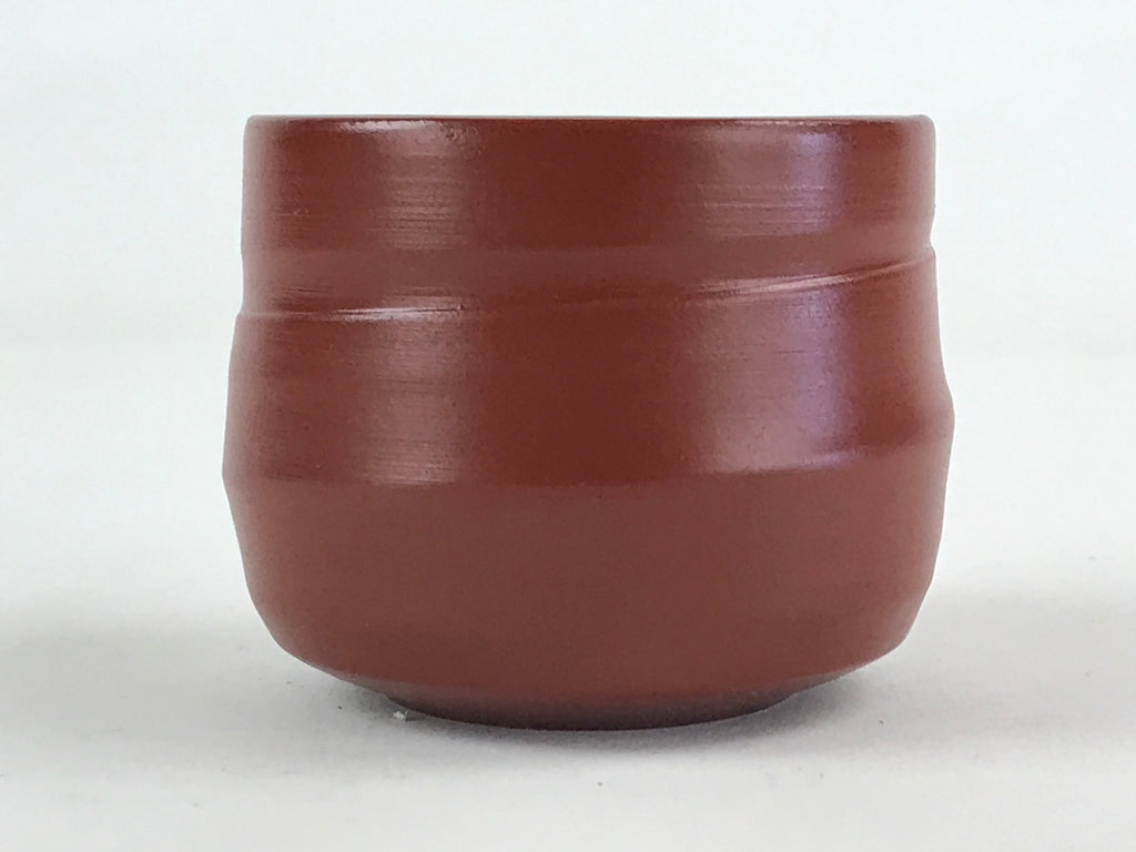 Japanese Tokoname Ware Ceramic Teacup Vtg Pottery Yunomi Brown Lines TC378
