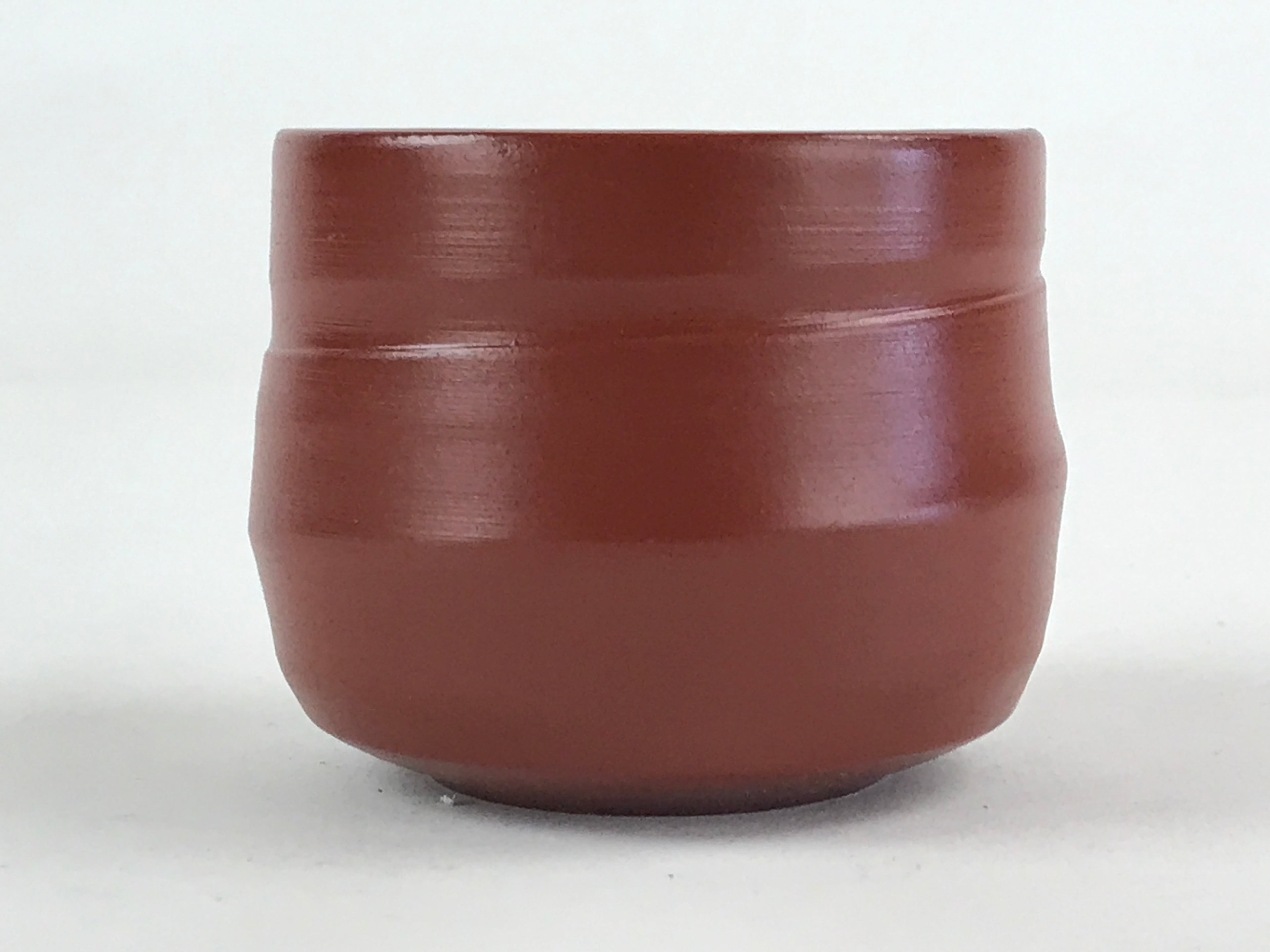Japanese Tokoname Ware Ceramic Teacup Vtg Pottery Yunomi Brown Lines TC378