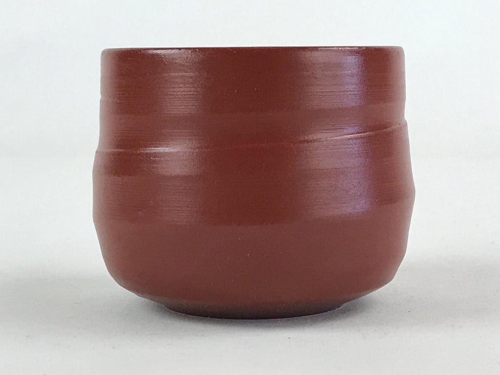 Japanese Tokoname Ware Ceramic Teacup Vtg Pottery Yunomi Brown Lines TC378