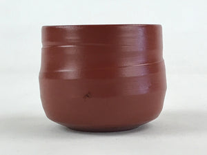 Japanese Tokoname Ware Ceramic Teacup Vtg Pottery Yunomi Brown Lines TC378