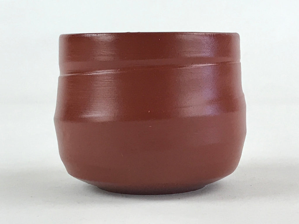 Japanese Tokoname Ware Ceramic Teacup Vtg Pottery Yunomi Brown Lines TC378