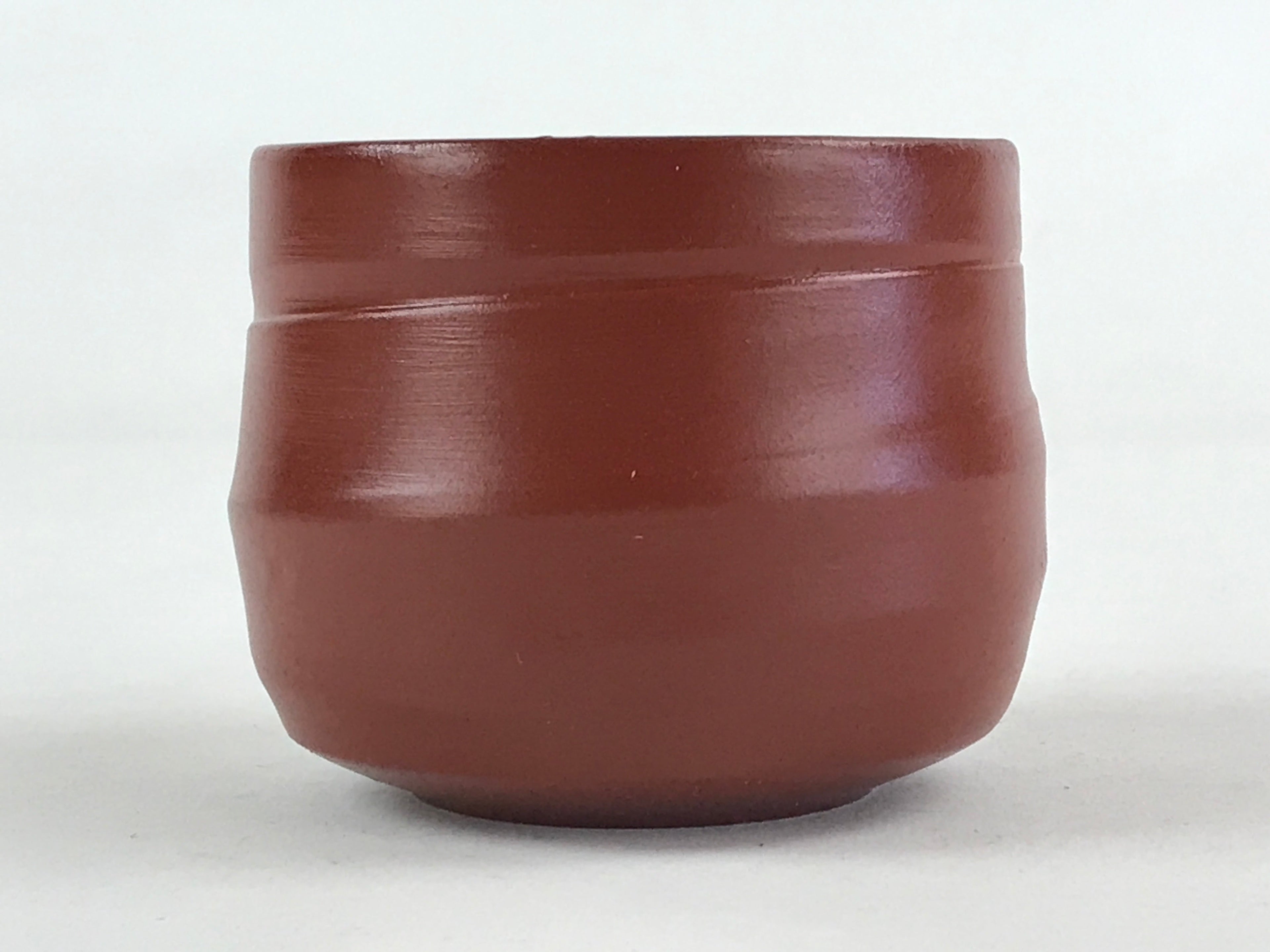 Japanese Tokoname Ware Ceramic Teacup Vtg Pottery Yunomi Brown Lines TC378