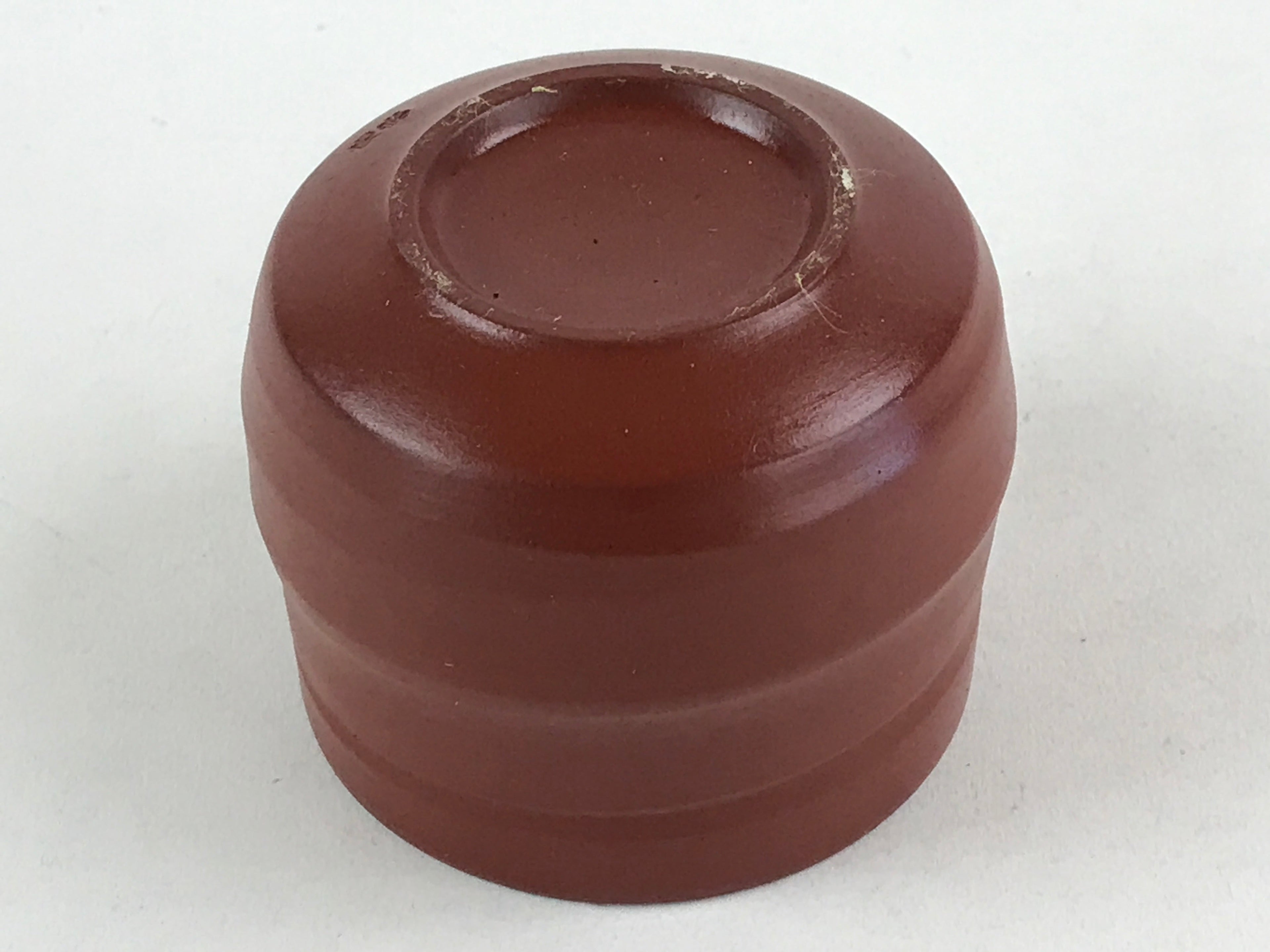 Japanese Tokoname Ware Ceramic Teacup Vtg Pottery Yunomi Brown Lines TC378