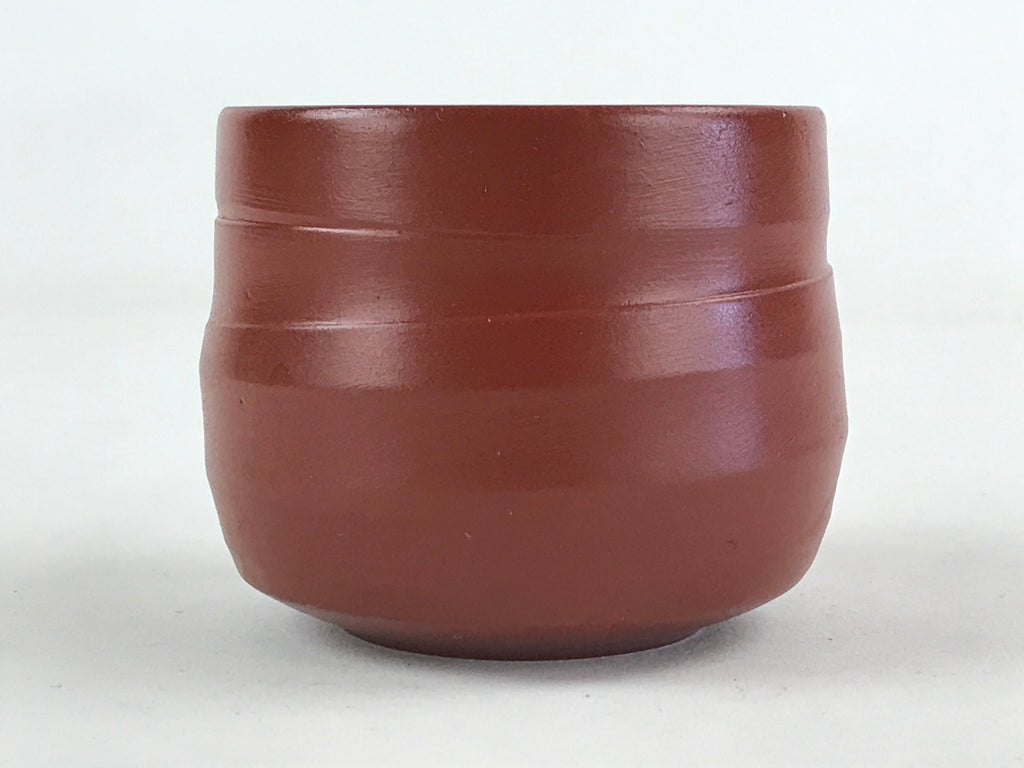 Japanese Tokoname Ware Ceramic Teacup Vtg Pottery Yunomi Brown Lines TC379
