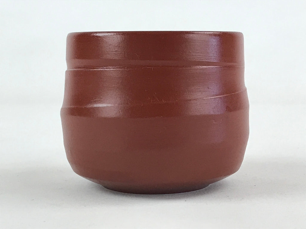 Japanese Tokoname Ware Ceramic Teacup Vtg Pottery Yunomi Brown Lines TC379
