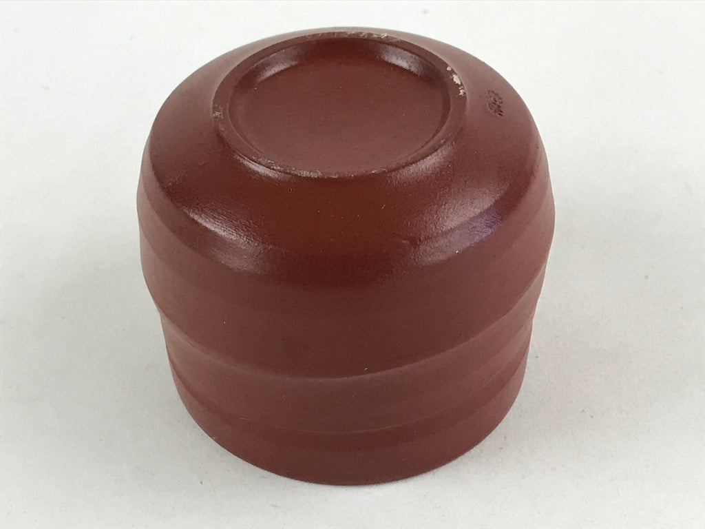 Japanese Tokoname Ware Ceramic Teacup Vtg Pottery Yunomi Brown Lines TC379