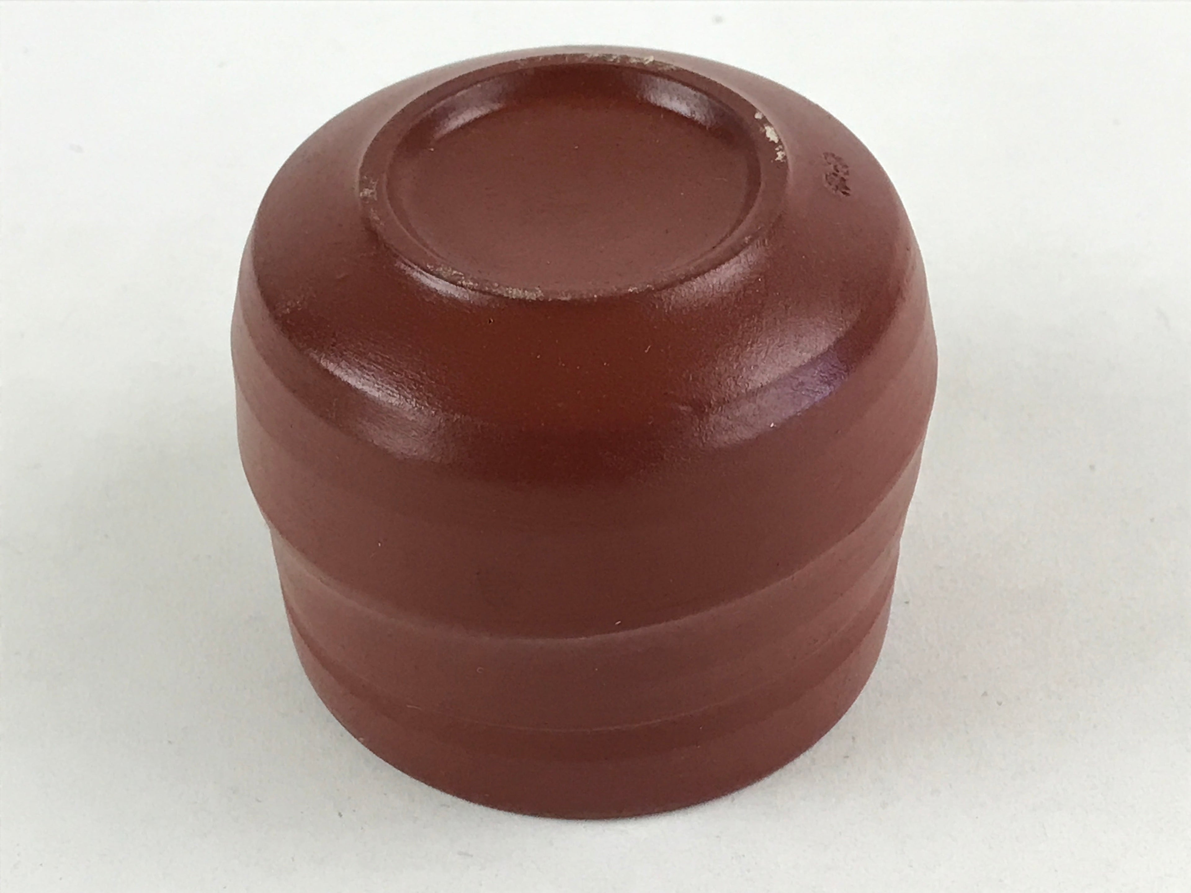 Japanese Tokoname Ware Ceramic Teacup Vtg Pottery Yunomi Brown Lines TC379