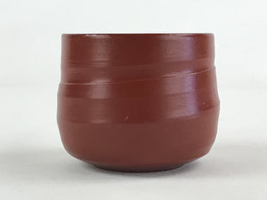 Japanese Tokoname Ware Ceramic Teacup Vtg Pottery Yunomi Brown Lines TC380