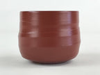 Japanese Tokoname Ware Ceramic Teacup Vtg Pottery Yunomi Brown Lines TC380