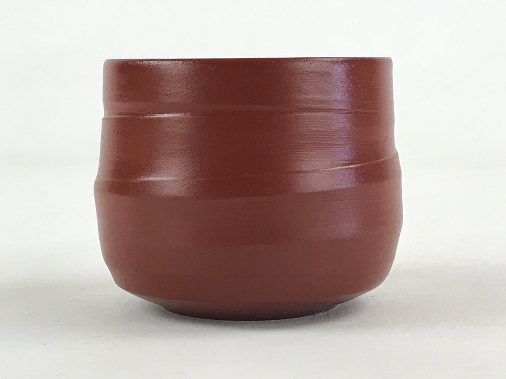 Japanese Tokoname Ware Ceramic Teacup Vtg Pottery Yunomi Brown Lines TC380