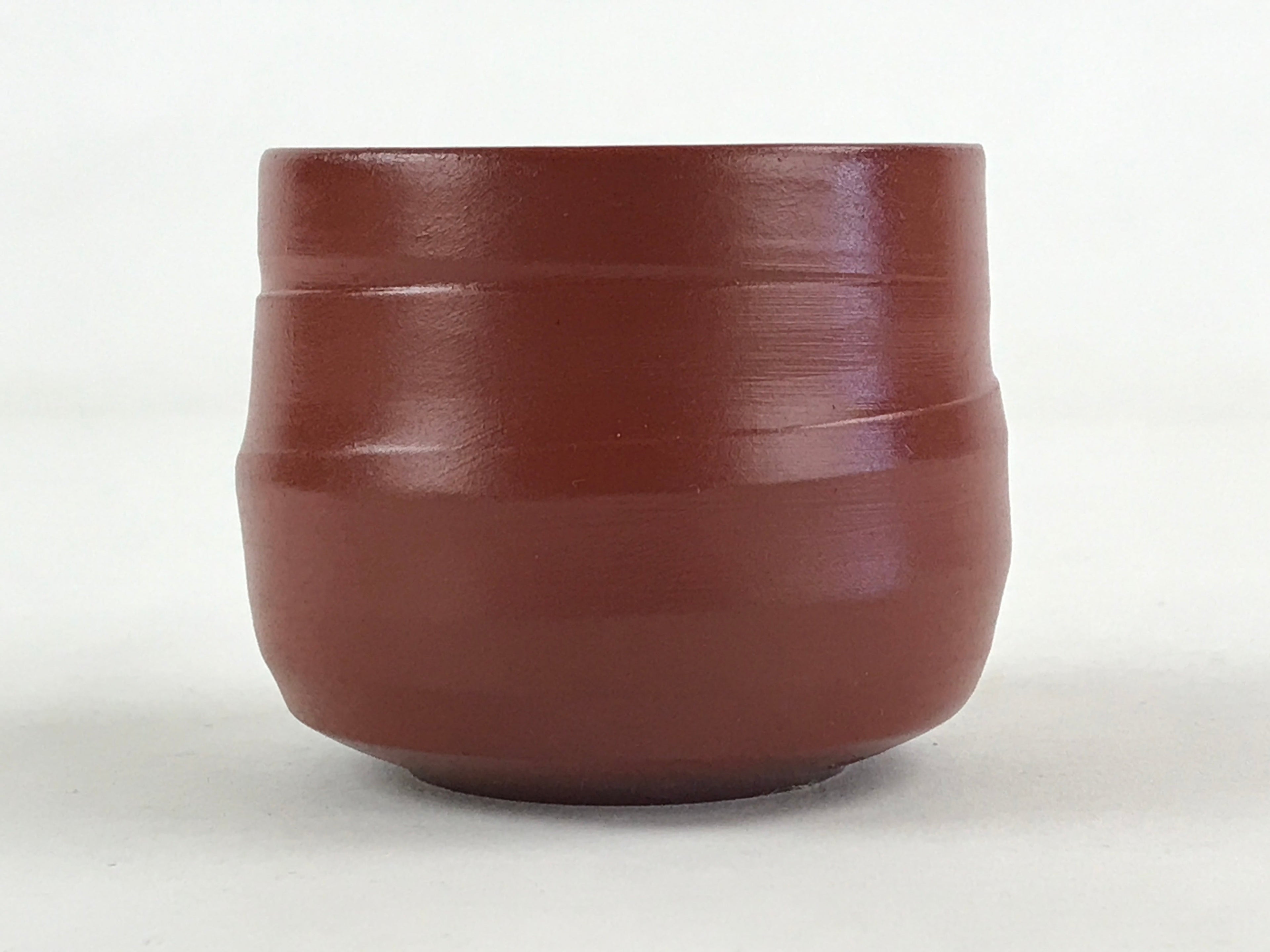 Japanese Tokoname Ware Ceramic Teacup Vtg Pottery Yunomi Brown Lines TC380