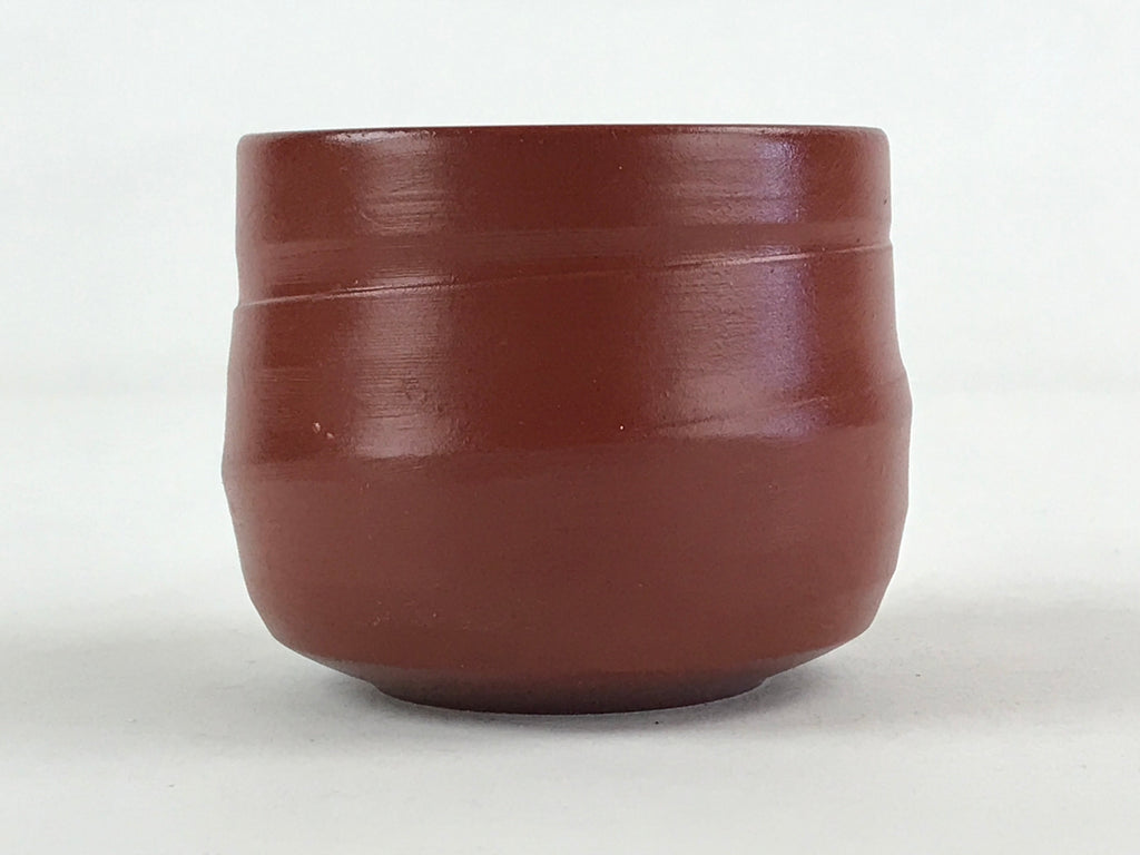 Japanese Tokoname Ware Ceramic Teacup Vtg Pottery Yunomi Brown Lines TC380