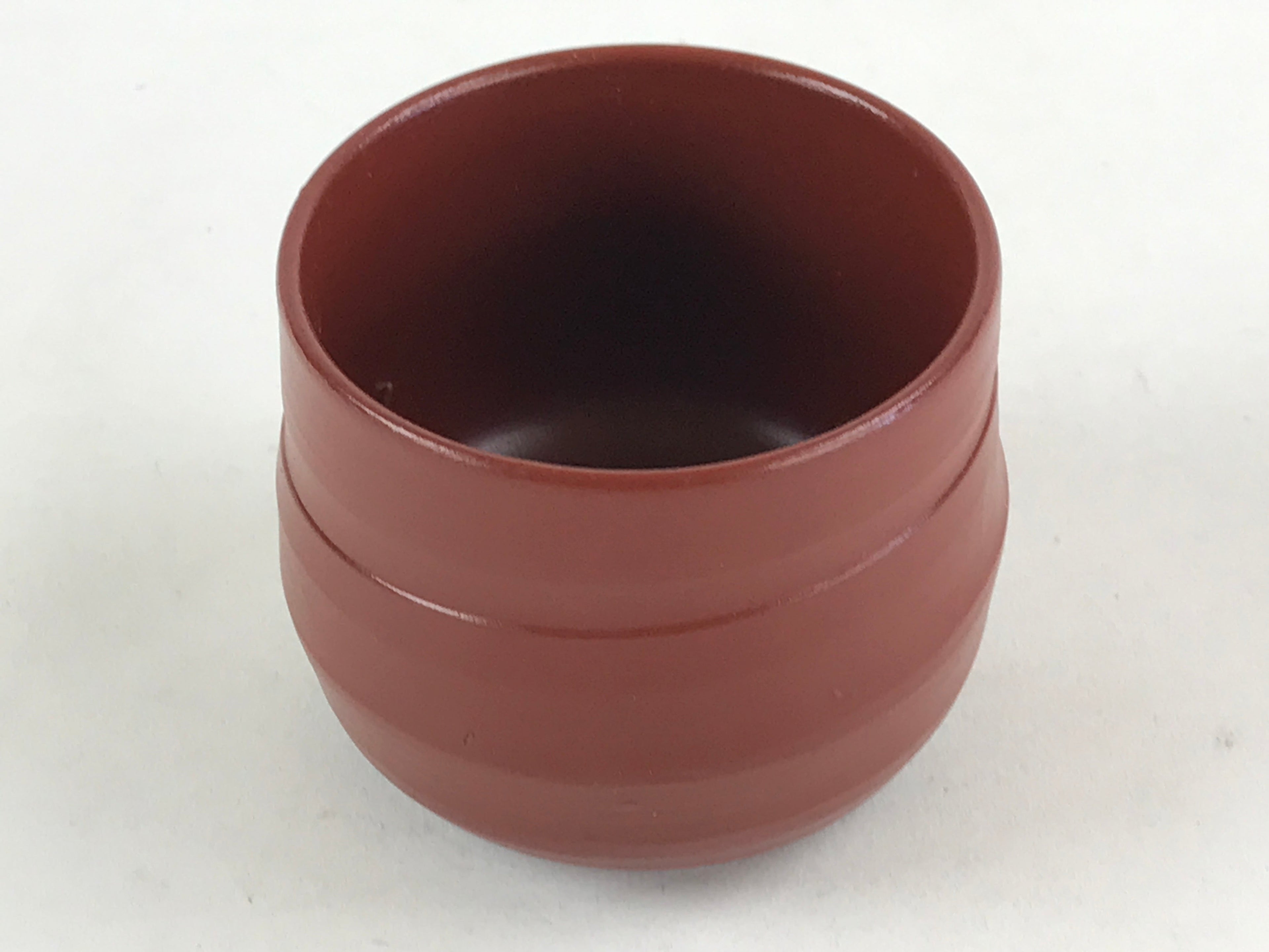Japanese Tokoname Ware Ceramic Teacup Vtg Pottery Yunomi Brown Lines TC380