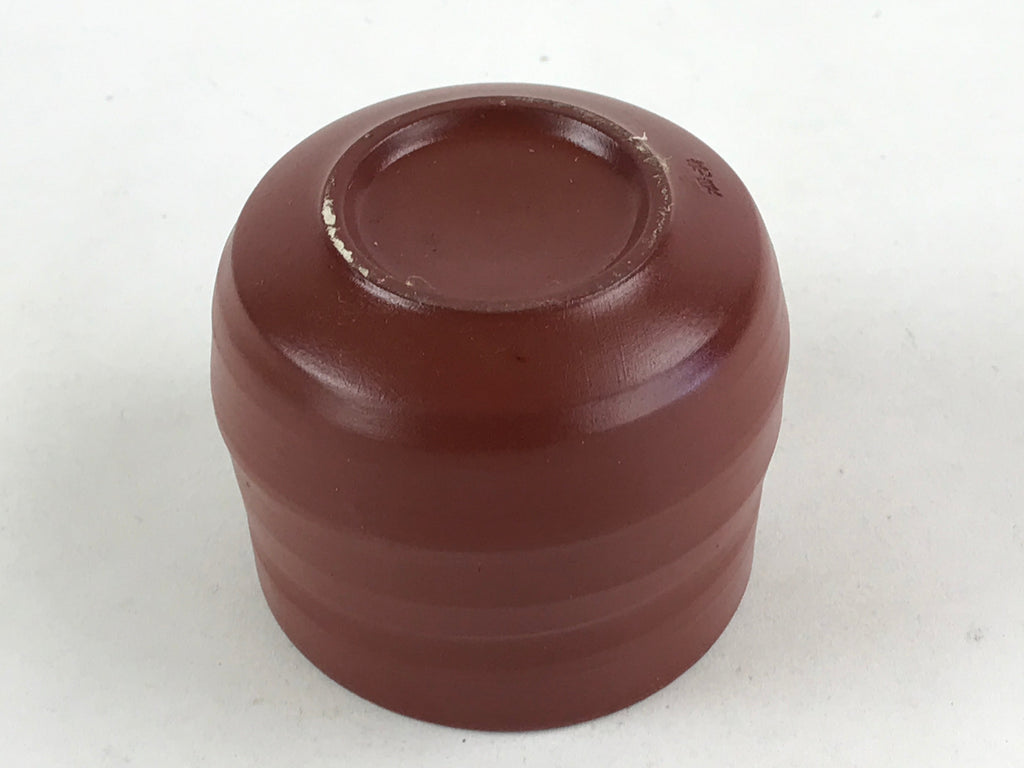 Japanese Tokoname Ware Ceramic Teacup Vtg Pottery Yunomi Brown Lines TC380