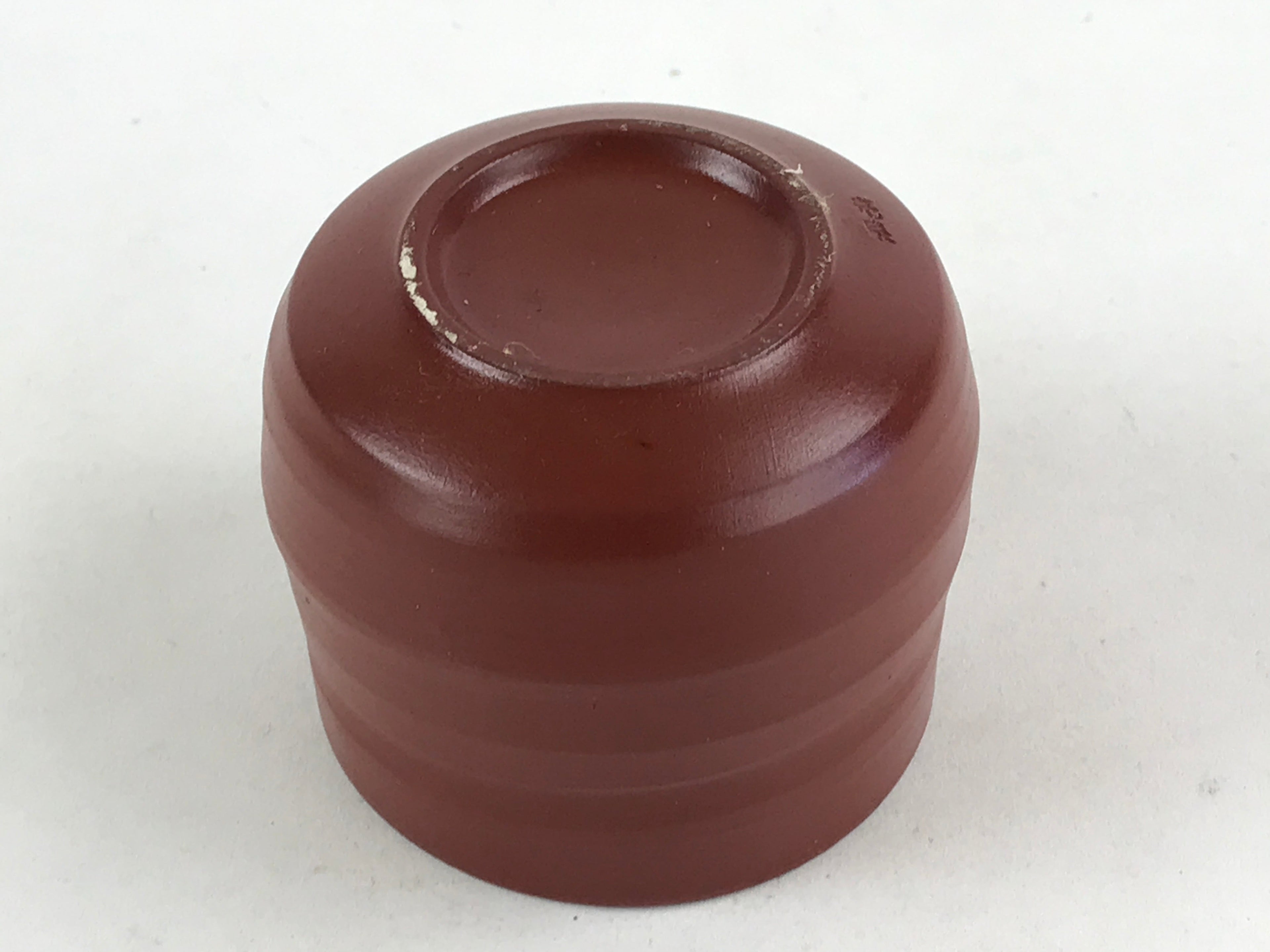 Japanese Tokoname Ware Ceramic Teacup Vtg Pottery Yunomi Brown Lines TC380
