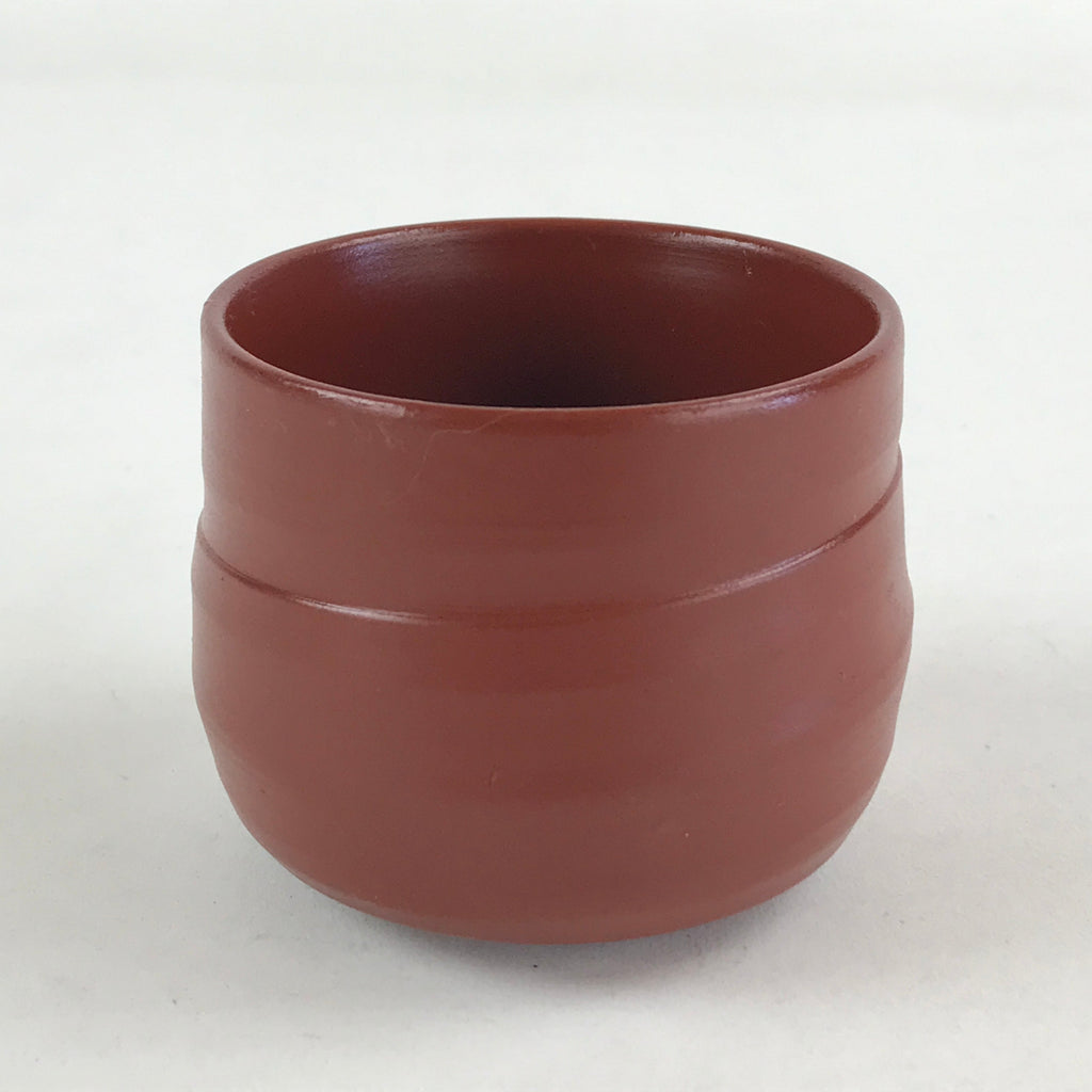 Japanese Tokoname Ware Ceramic Teacup Vtg Pottery Yunomi Brown Lines TC380