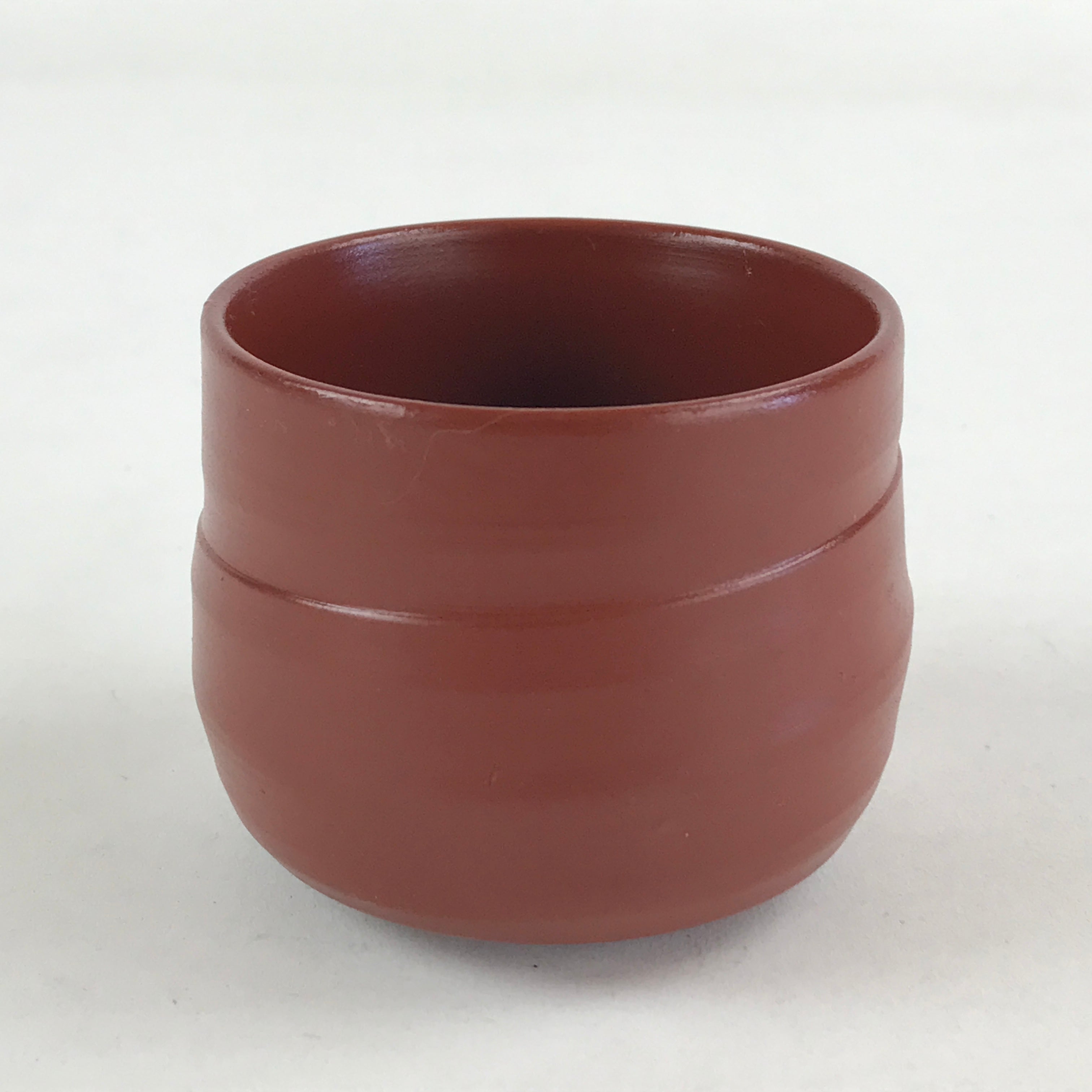 Japanese Tokoname Ware Ceramic Teacup Vtg Pottery Yunomi Brown Lines TC380
