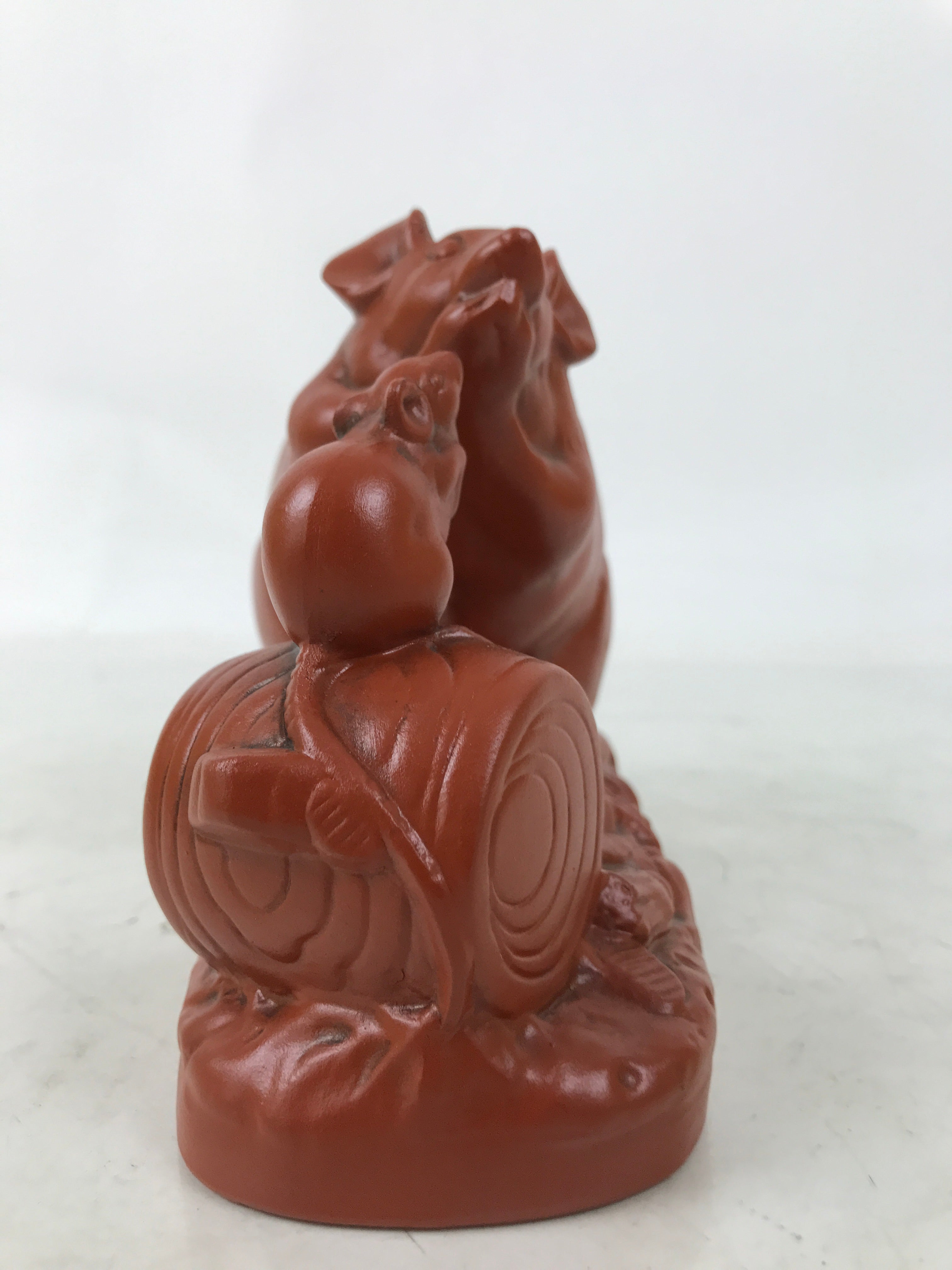 Japanese Tokoname Ware Ceramic Zodiac Rat Figurine Vtg Nezumi Brown Boxed ST68