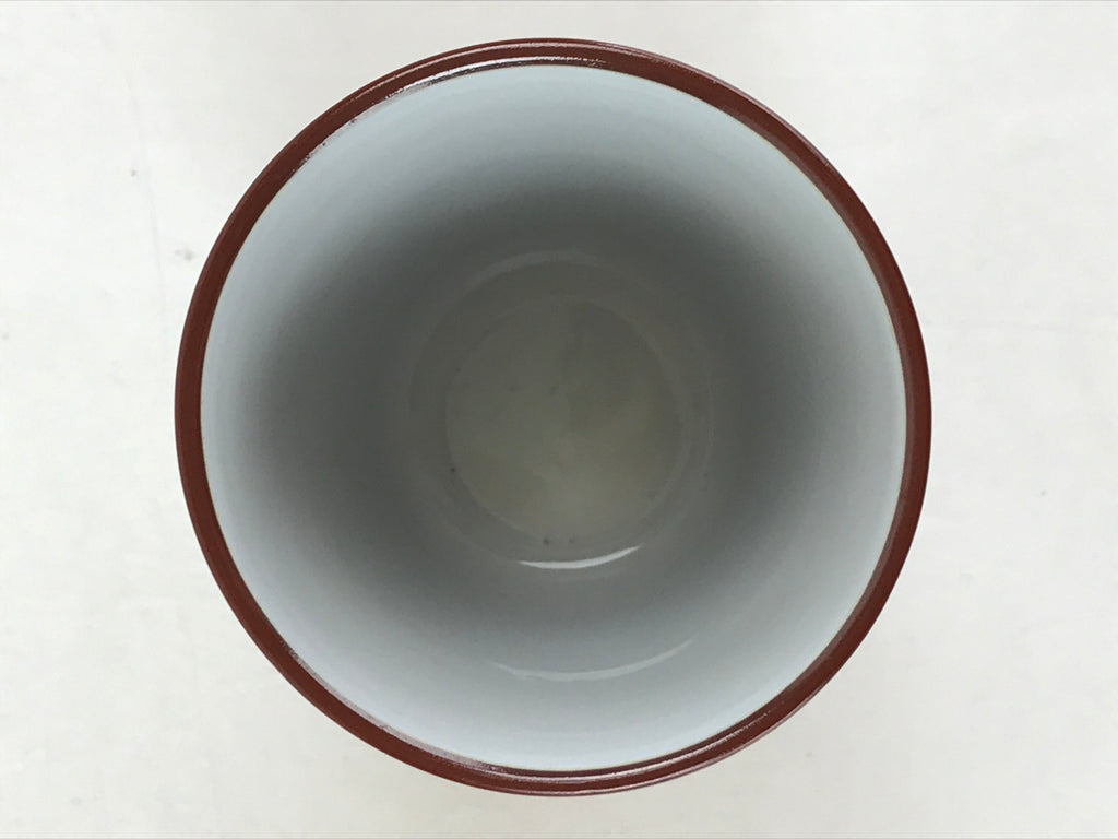 Japanese Tokoname ware Ceramic Lidded Teacup Vtg Pottery Yunomi Red Brown TC341