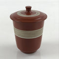 Japanese Tokoname ware Ceramic Lidded Teacup Vtg Pottery Yunomi Red Brown TC341