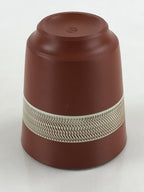 Japanese Tokoname ware Ceramic Lidded Teacup Vtg Pottery Yunomi Red Brown TC342