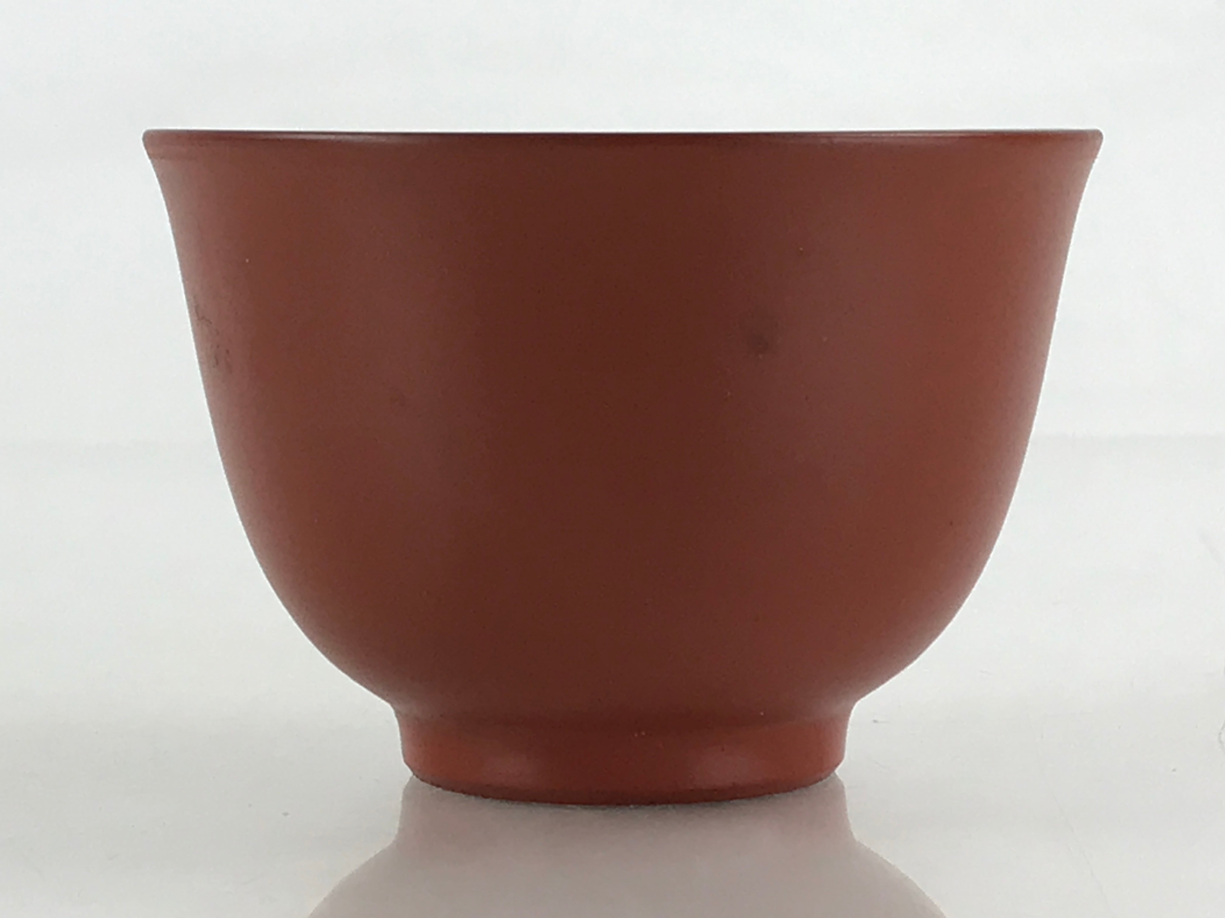 Japanese Tokoname ware Ceramic Teacup Vtg Pottery Yunomi Red Brown Bamboo TC336