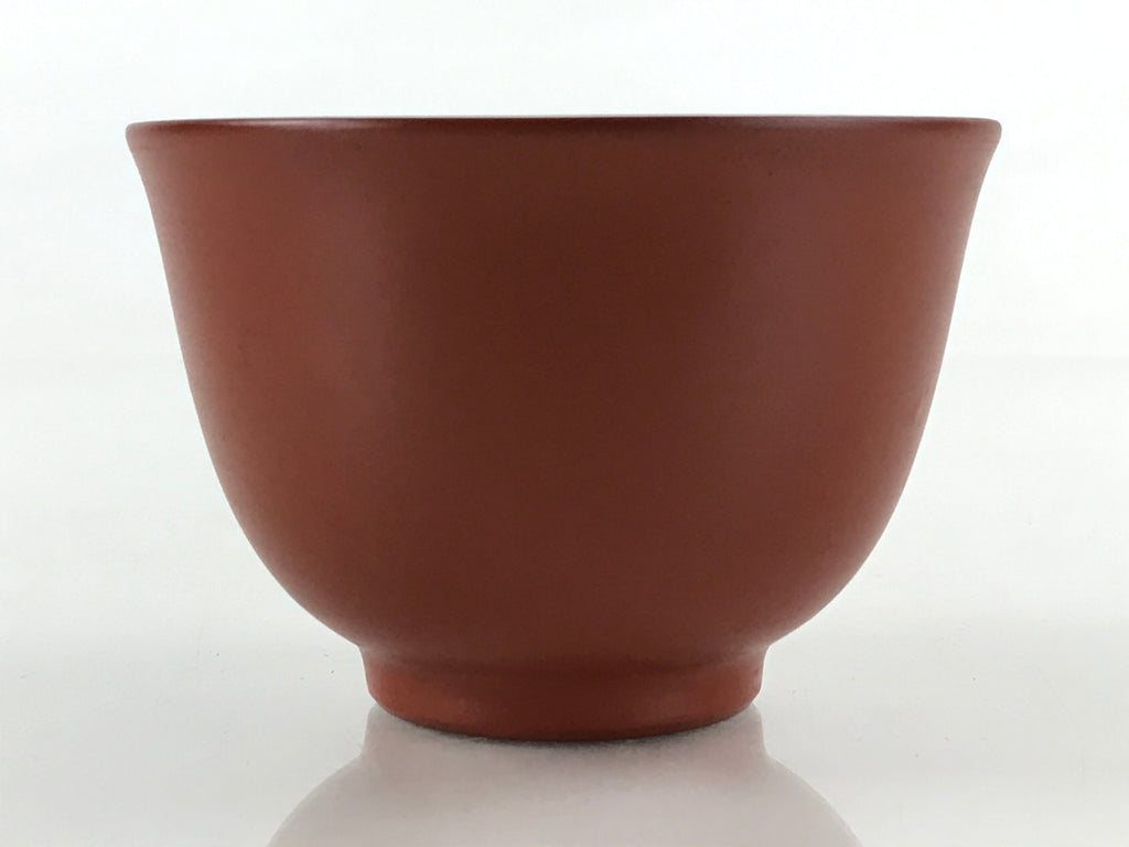 Japanese Tokoname ware Ceramic Teacup Vtg Pottery Yunomi Red Brown Bamboo TC338