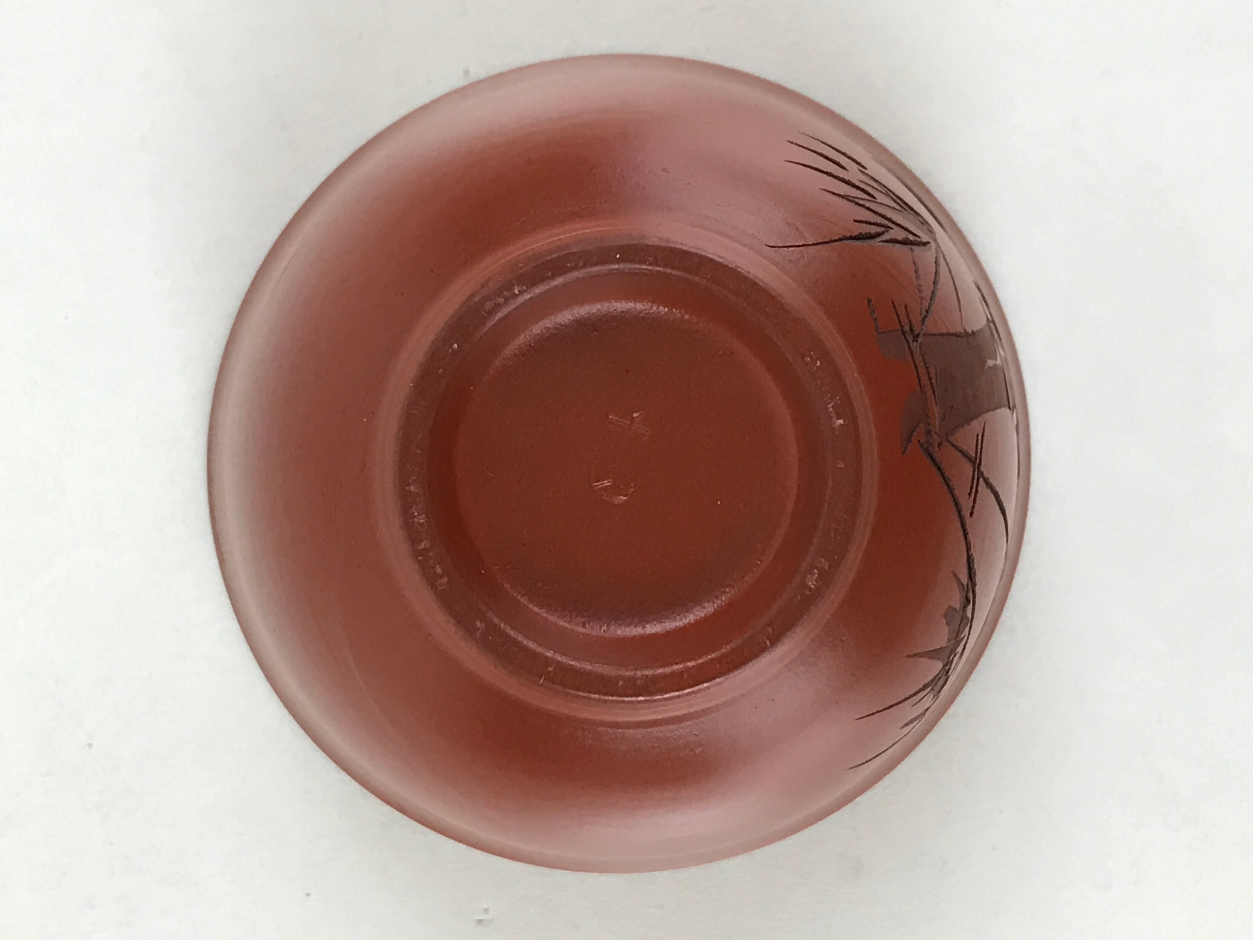 Japanese Tokoname ware Ceramic Teacup Vtg Pottery Yunomi Red Brown Bamboo TC338