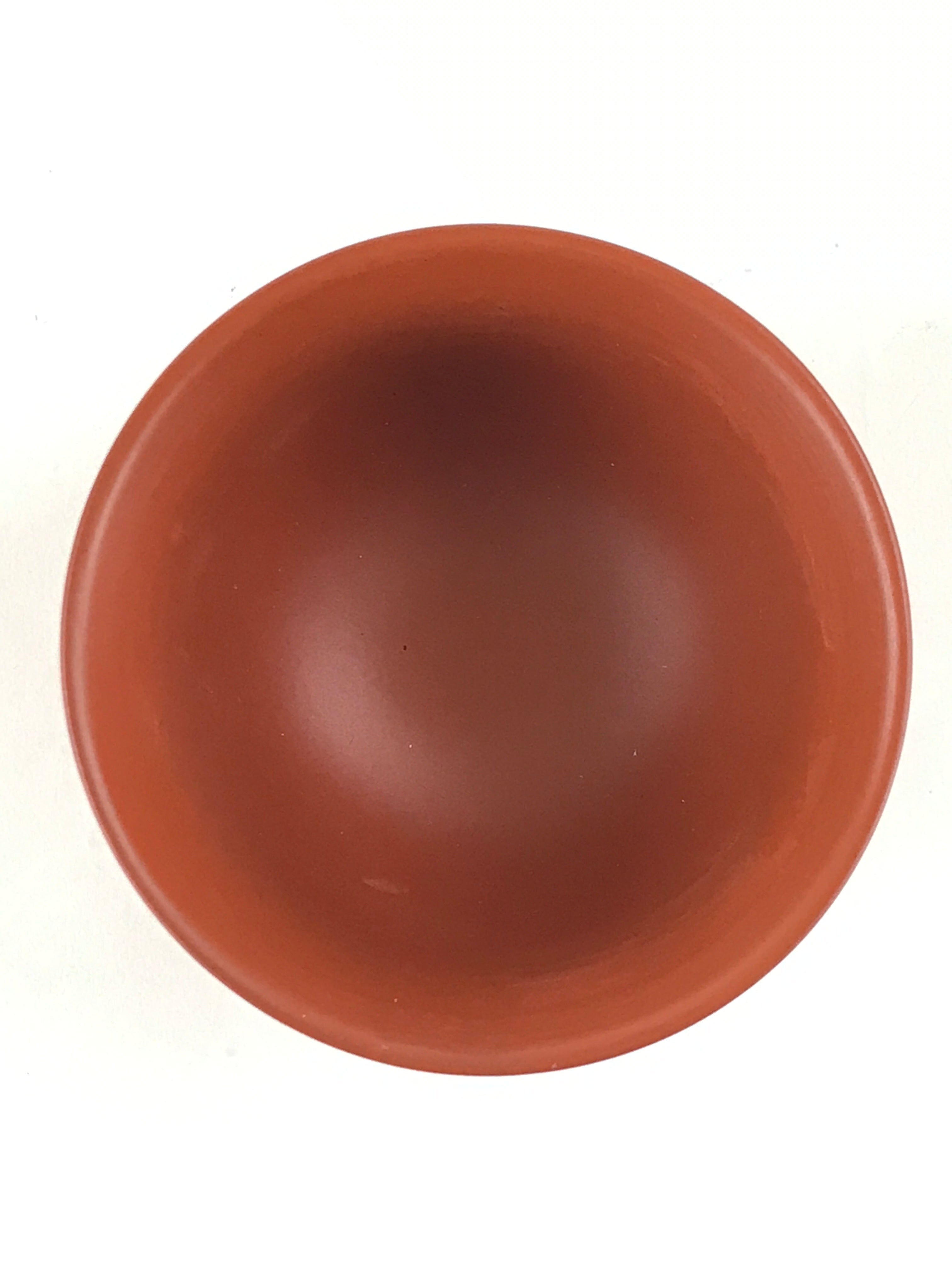 Japanese Tokoname ware Ceramic Teacup Vtg Pottery Yunomi Red Brown Bamboo TC339