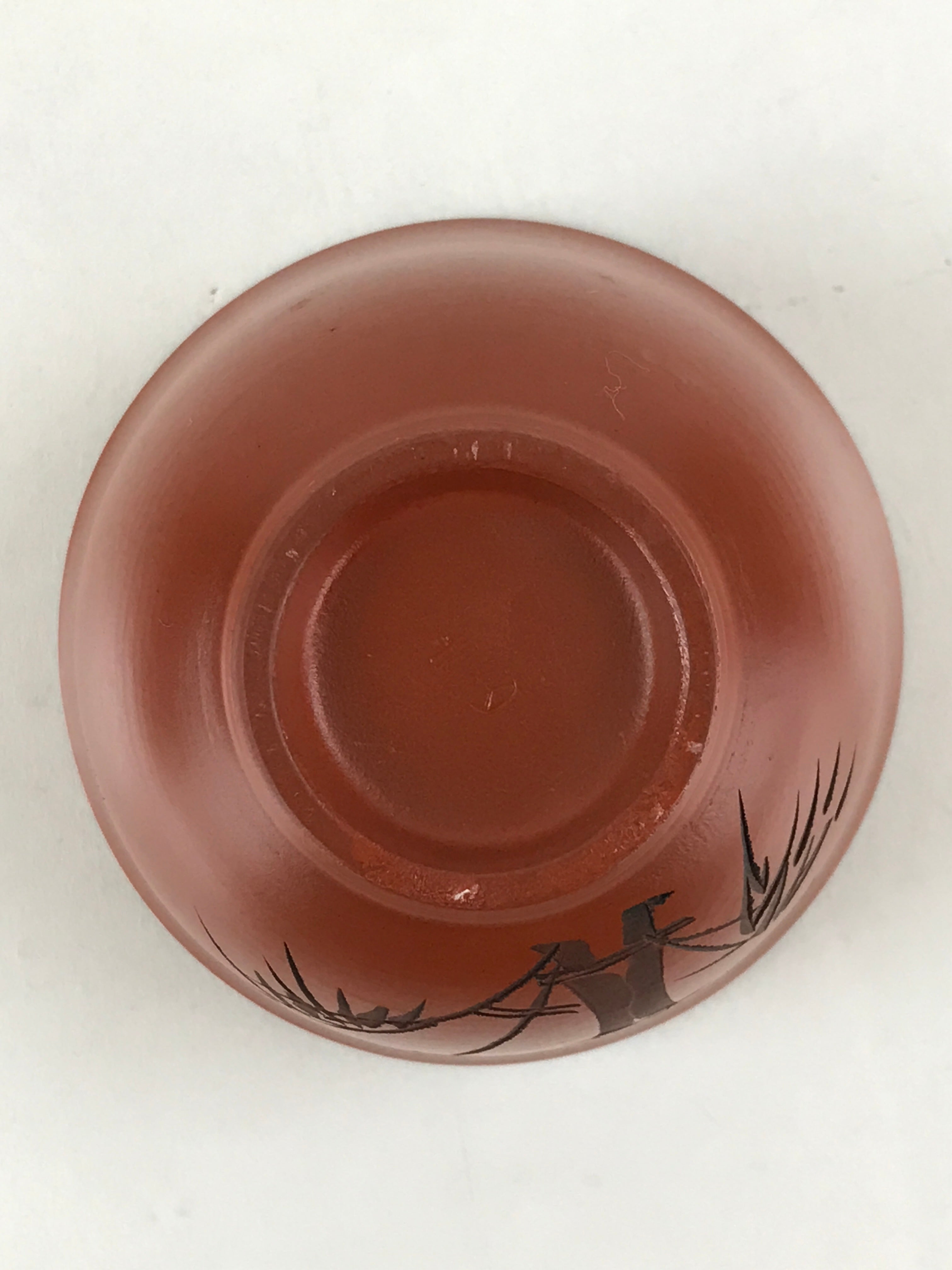 Japanese Tokoname ware Ceramic Teacup Vtg Pottery Yunomi Red Brown Bamboo TC339