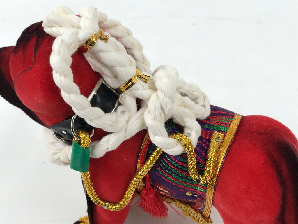 Japanese Tosa Fighting Dog Doll Statue Vtg Token Red Yokoduna Gold White PX791