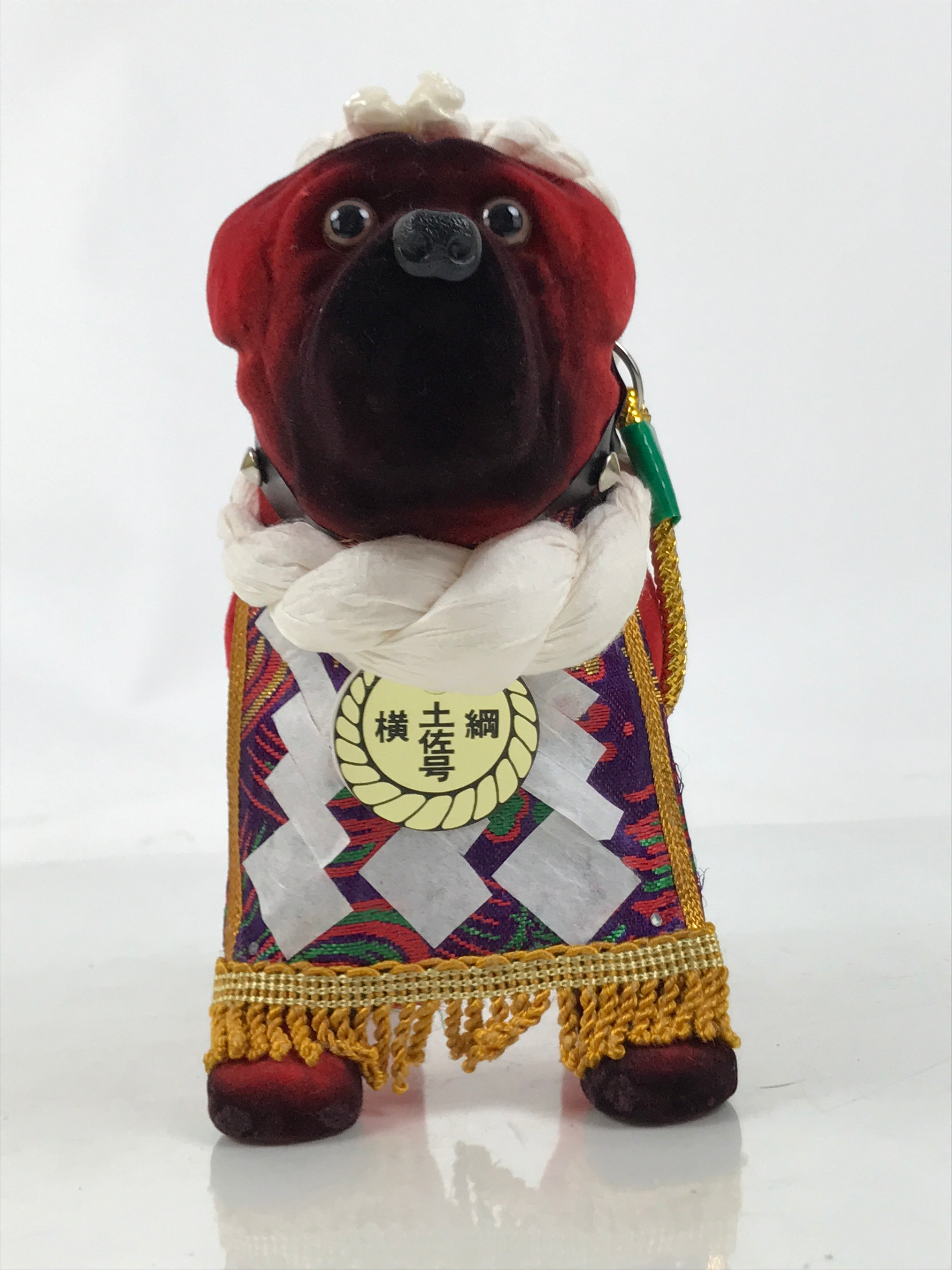 Japanese Tosa Fighting Dog Doll Statue Vtg Token Red Yokoduna Gold White PX791