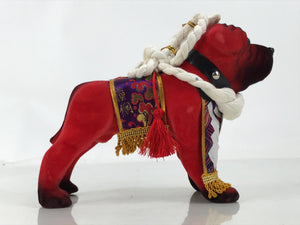Japanese Tosa Fighting Dog Doll Statue Vtg Token Red Yokoduna Gold