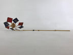 Japanese Traditional Bamboo Pinwheel Kazaguruma Vtg Paper Red Blue Leaf JK587
