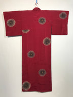 Japanese Traditional Clothes Kimono Dark Red Event Full Dress Silk flower KM218