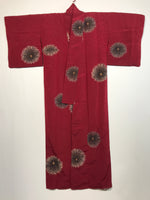 Japanese Traditional Clothes Kimono Dark Red Event Full Dress Silk flower KM218