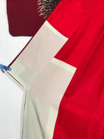 Japanese Traditional Clothes Kimono Dark Red Event Full Dress Silk flower KM218