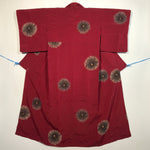 Japanese Traditional Clothes Kimono Dark Red Event Full Dress Silk flower KM218