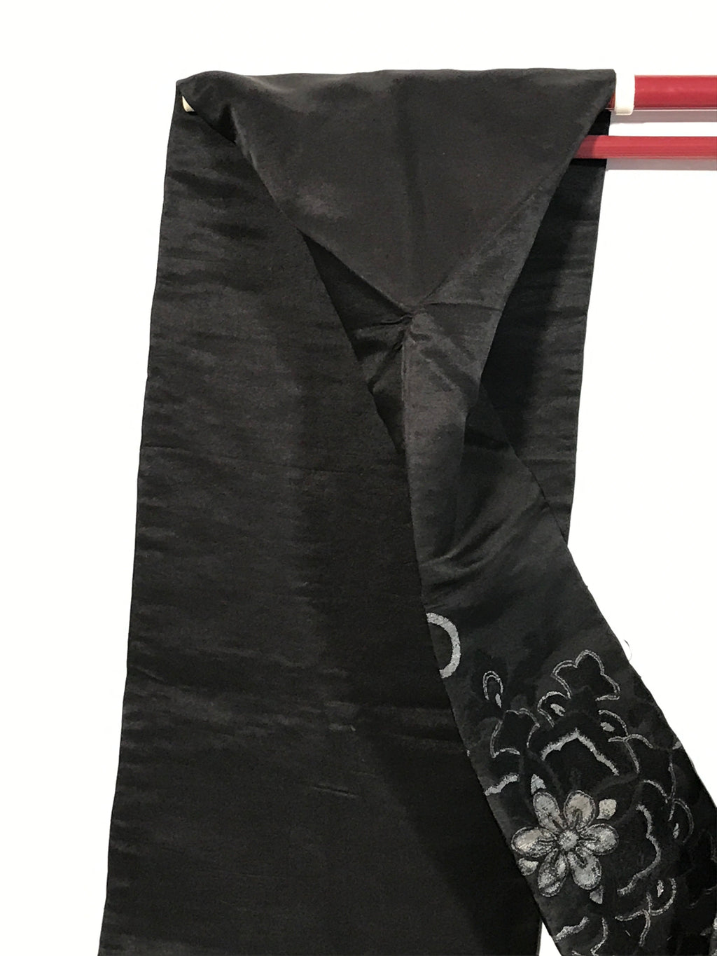 Japanese Traditional Clothes Kimono Obi Long Wide Waist Belt Black Flower KM223